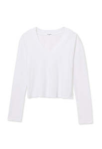 Fiona Long Sleeve V-Neck - White