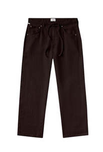 Brynn Drawstring Linen Trouser - Chocolate