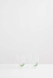 Maison Balzac: 2x Gin and Tonic Glasses - Clear/ Green