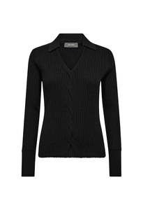 Mos Mosh: Relena Rib Polo Knit - Black