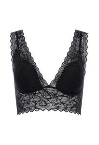 Floral Touch Wirefree Triangle Foam Bra - Black