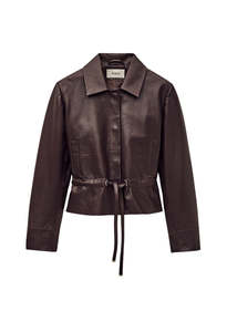 Ba Sh: Manita Cropped Leather Jacket - Prune