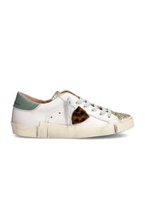 PRSX Low Woman - Veau Glitter Animalier Blanc