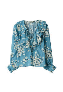 Rixo: Milia Top - Amelia Bouquet Blue