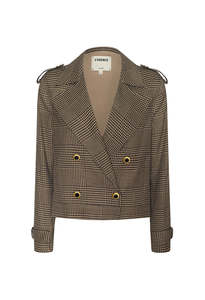 Xoey Cropped Trench - Brown/Black Glen Plaid