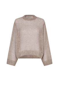 Second Female: Georgina Knit O-Neck - Light Beige Mélange