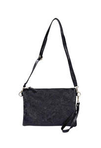 Anna Metallic Leather Crossbody/Clutch - Midnight