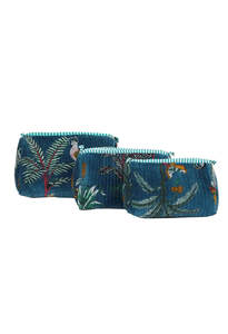 Back In Stock: Velvet Pouch - Teal Blue Panther