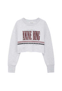 Anine Bing: Sporty Cropped Sweatshirt - Heather Grey