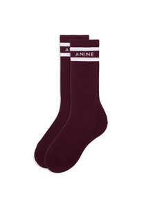Sully Sporty Socks - Burgundy and White Stripe