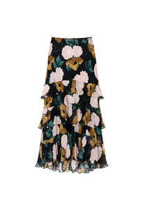 Rixo: Preslee Skirt - Hydrangea Floral Charcoal