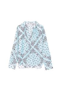 Zadig Et Voltaire: Tink Bandana Satin Blouse - Blue Oxford