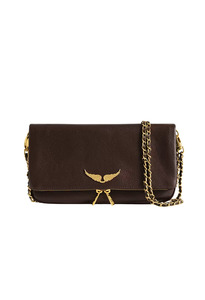 Rock Grained Leather Clutch - Brownie