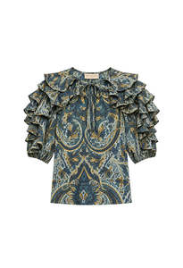 Josephine SS Silk Top - Prussian
