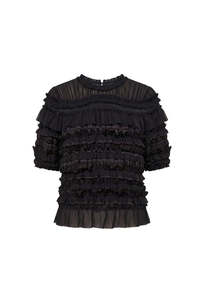 Mabel SS Silk Top - Noir