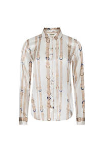 Tyler Silk Blouse - Ecru Multi Stud Belt Stripe