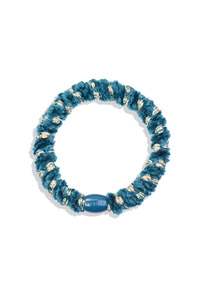 Accessories: KKNEKKI Velvet Stripe Light Petrol Hair Ties