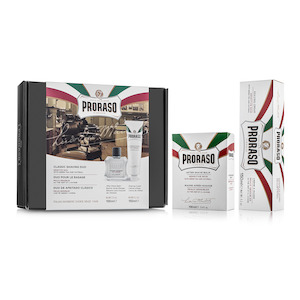 Valentines Gifts For Men: Proraso White Sensitive Shaving Gift Set | Duo Pack Cream and Balm