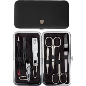 Womens Manicure Sets And Tools: Three Swords 58372 Manicure Set, Black Leather