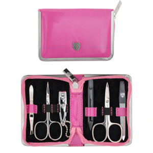 Three Swords 5230 Leather Style Manicure Set, Pink