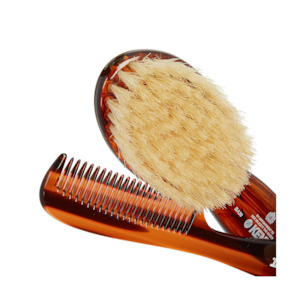 Baby: Kent BA30 Tortoiseshell Effect Soft Natural Bristle Baby Brush and Comb Set