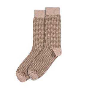 Christmas Gift Guide Party Wear: Houndstooth Sepia Cotton Socks