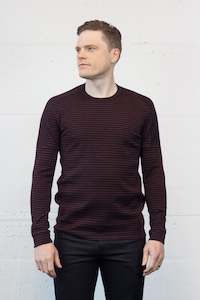 Our Knitwear: Transmission LS Malbec Stripe
