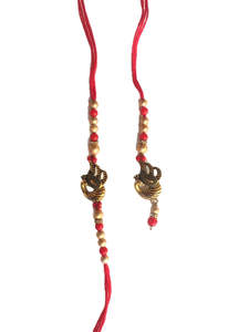 Bhaiya Bhabhi Peacock Golden Rakhi