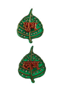 Festive Decorations: Diwali Shubh Labh Green Leaf