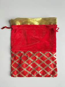 Karwachauth: Red Velvet Colour with Golden Gotta Work Potli Bag