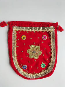 Red Velvet Colour Potli Bag with Gotta Work