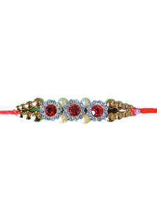 Rakhi Threads: Rakhi Red & White Store 3 Flowers
