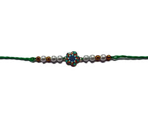 Single Rakhi: Rakhi Green Thread Flower