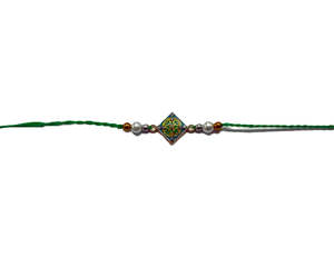 Single Rakhi: Green Bead Rakhi Thread