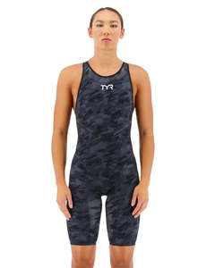 TYR Women's Black Camo Venzo Open Back Swimsuit