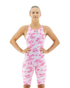 Clearance: TYR Women's Pink/White Camo Thresher Open Back Swimsuit