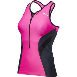 TYR WOMEN'S COMPETITOR TRI TANK - PINK/GREY