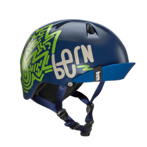 Bern Nino Satin Navy Blue Zig-Zag w/ Flip Visor