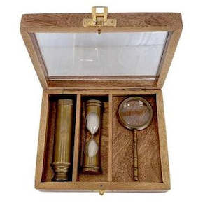 Sand Timer, Telescope & Magnifier Set