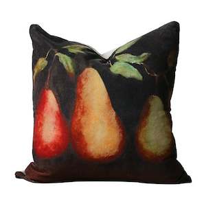 Cushions: Raphael Vintaged Trois Poire Velvet & Linen Cushion