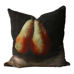 Cushions: Raphael Vintaged Deux Poire Velvet & Linen Cushion