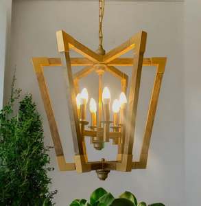 Lamps And Chandeliers: Amalfi Hanging Light in Wood with brass look details
