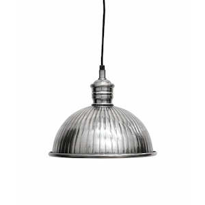 Brass: Ribbed Brushed Pewter Style Hanging Lamp