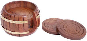 Coasters: Coaster Set in Walnut Round Barrel