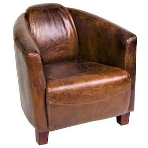 Furniture: Vanguard aged Leather Arm Chair