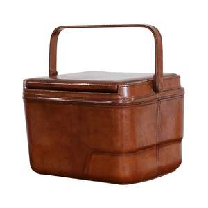 Champagne Buckets: Leather Picnic/Cooler in Dark Walnut