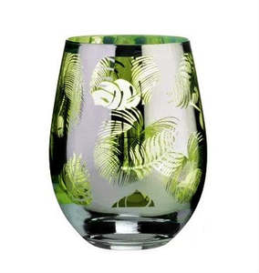 Glassware: Tropical Leaves Stemless Tumbler set of 2