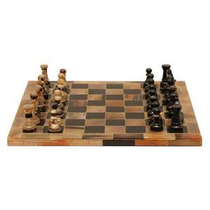 Chess Set: Havili Chess Set Horn Pieces and Board