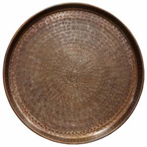 Trays: Round Tray Hand Beaten in Antique Copper Finish