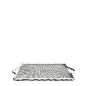 Trays: White Rattan Cheese Tray with Glass
